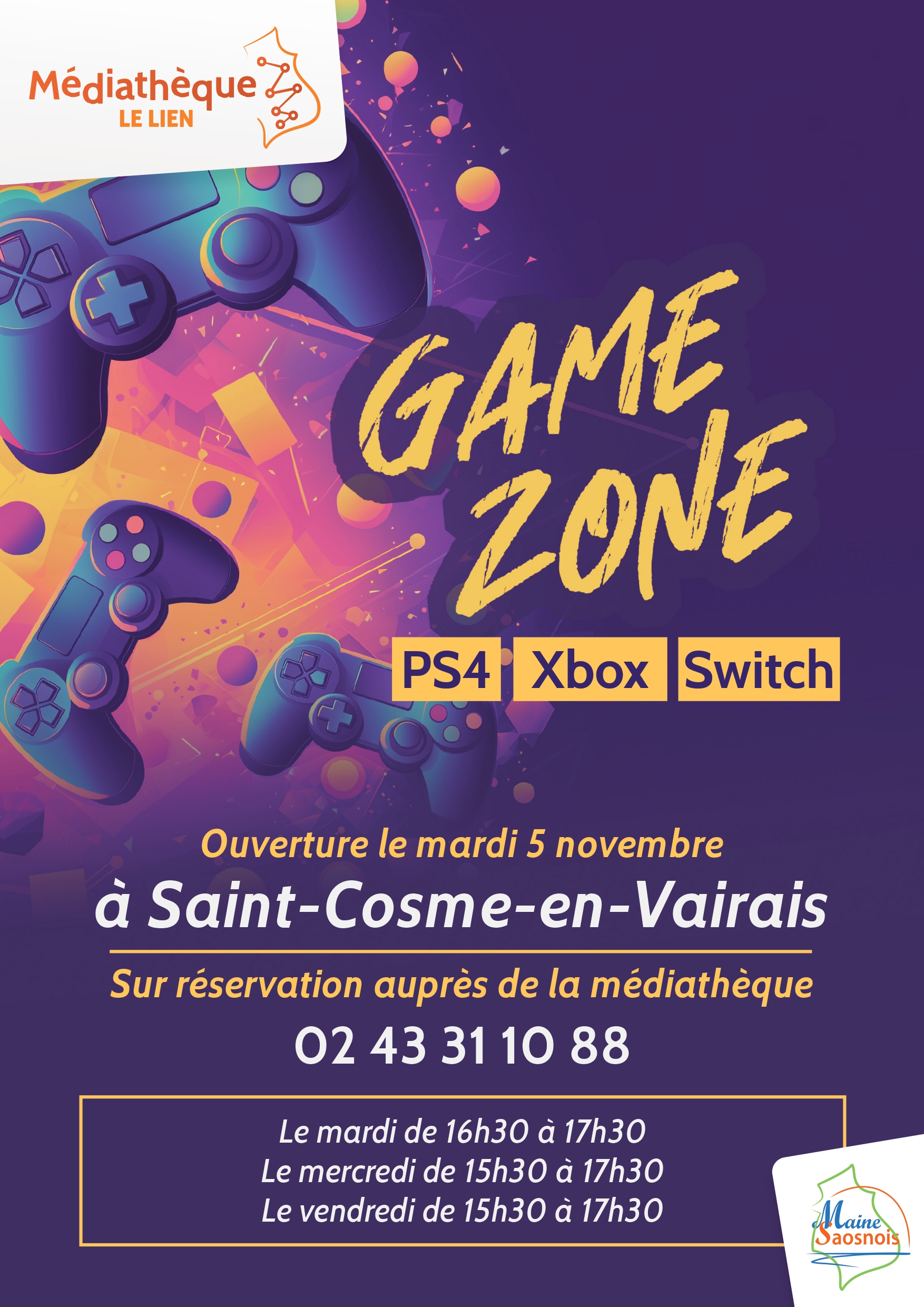 Affiche ouverture salle jeux vidéos 