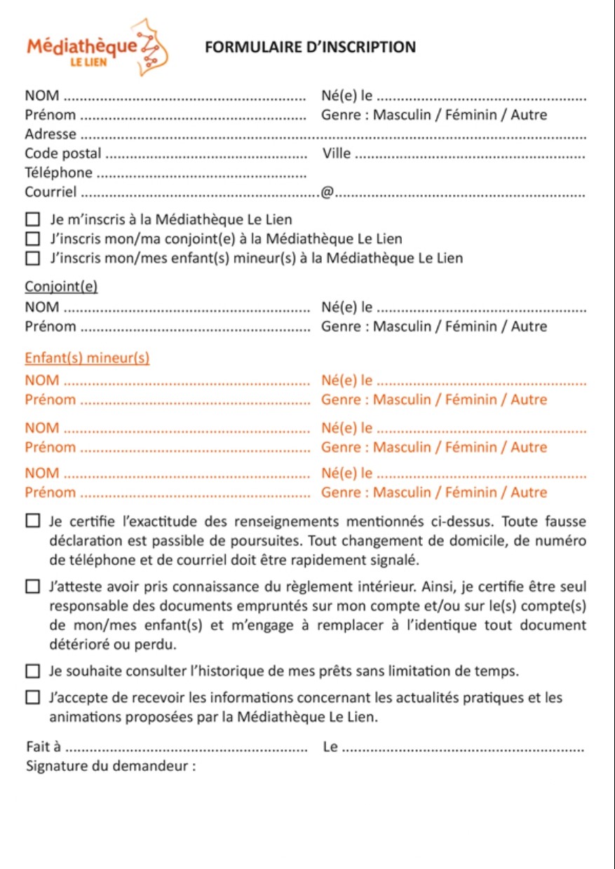 Fiche inscription 2025