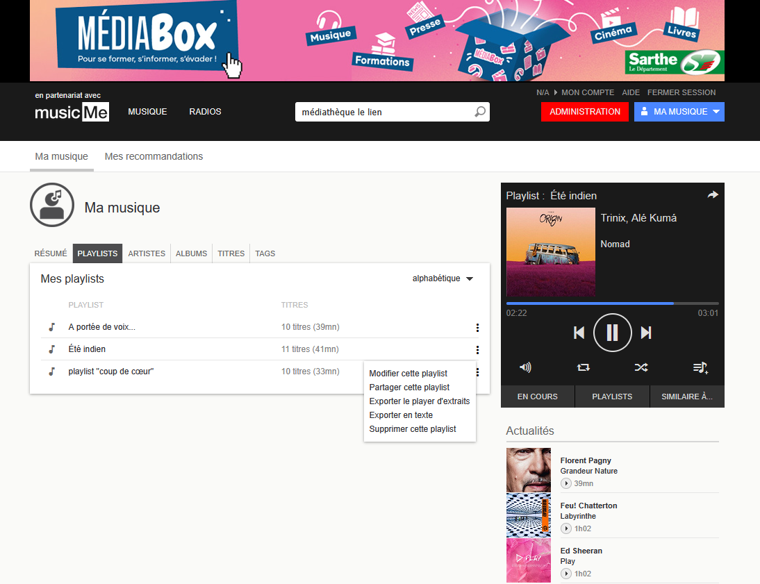 playlist médiabox